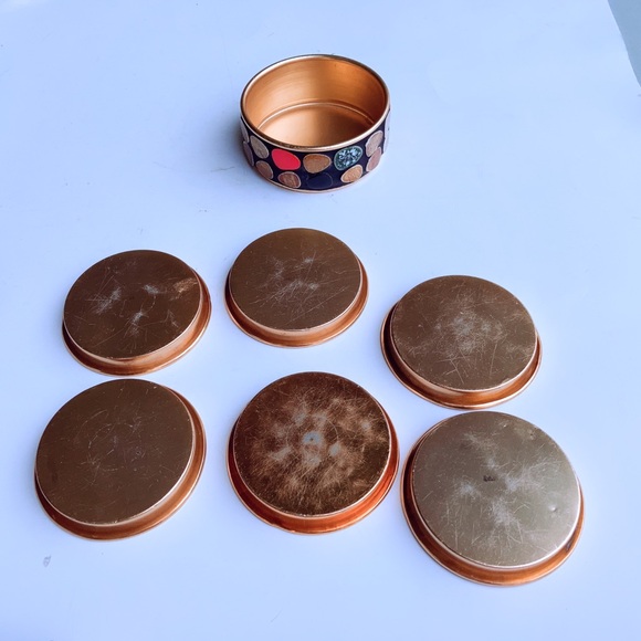 MCM Mosaic Copper Coasters Set Of 6 - Picture 3 of 6
